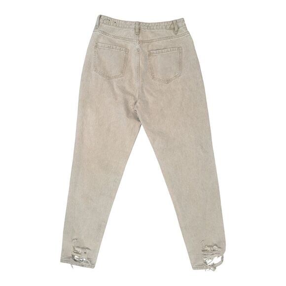 Missguided Riot High Rise Extreme Ripped Mom Jeans Stone Size: 6 - Picture 4 of 12